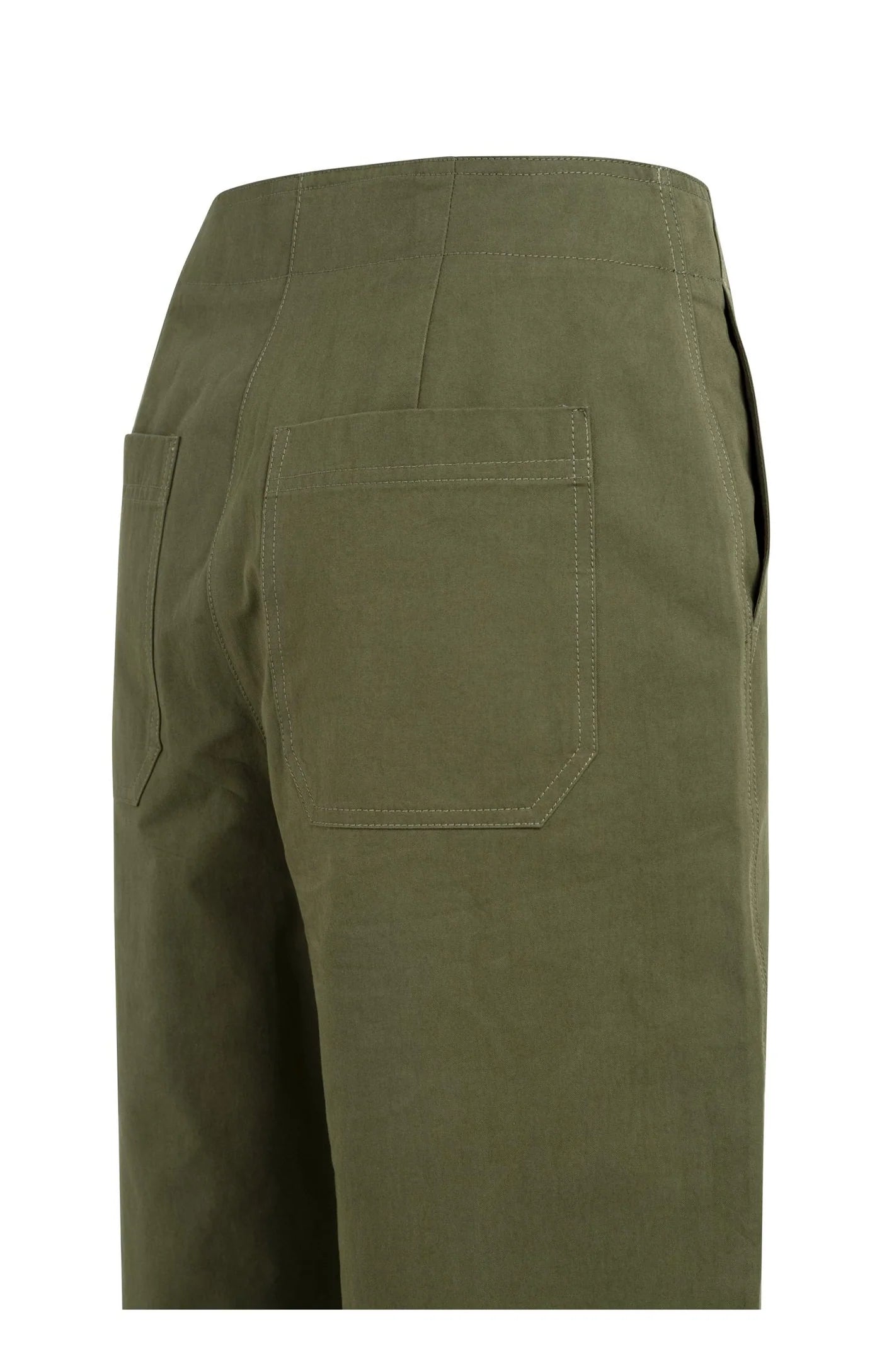 YAYA - High Waist Barrel Trousers in Army Green