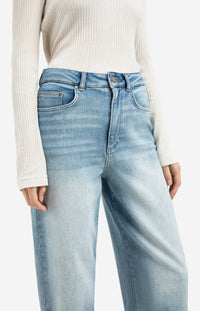YAYA - Loose Fit Hight Waist Jeans in Blue Denim