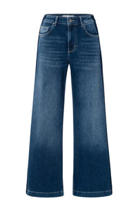 YAYA - High Waist Jeans with Tape Detail in Dark Blue Denim