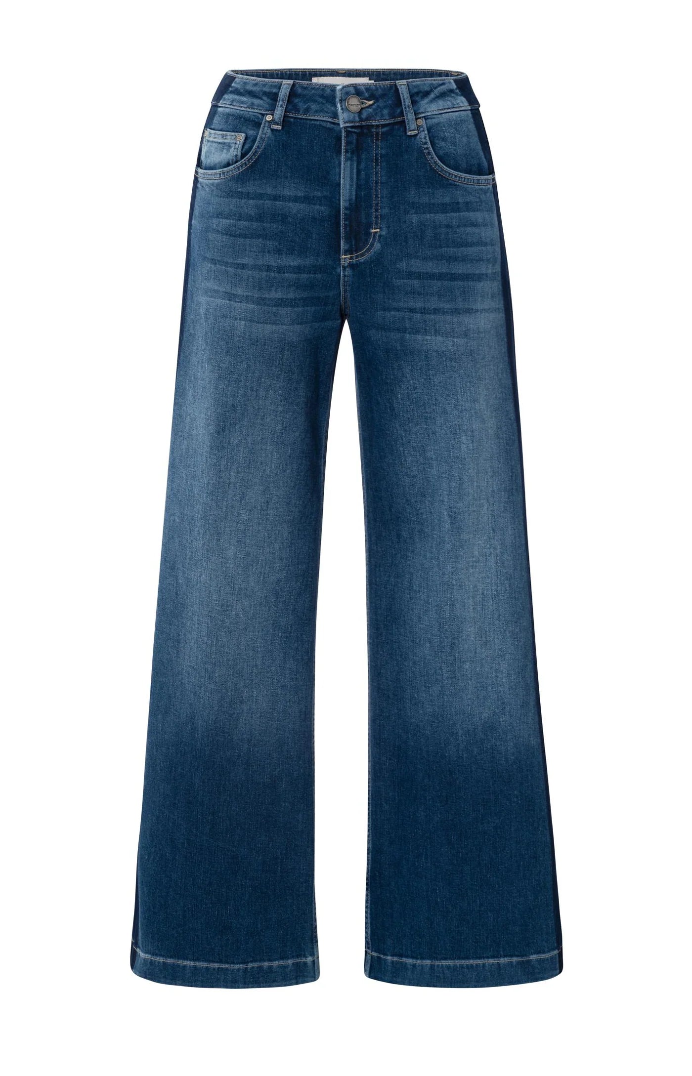 YAYA - High Waist Jeans with Tape Detail in Dark Blue Denim