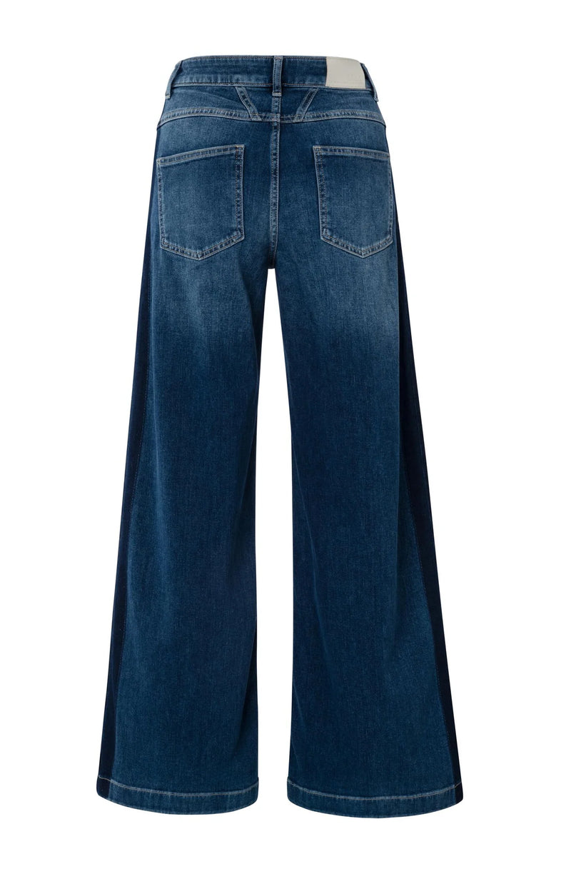 YAYA - High Waist Jeans with Tape Detail in Dark Blue Denim