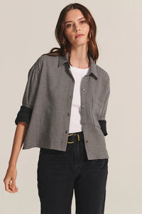 Velvet - Adeline -  Dual Button Up Gauze Top in Houndstooth