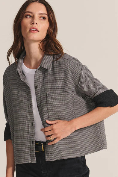 Velvet - Adeline -  Dual Button Up Gauze Top in Houndstooth