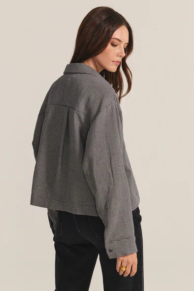 Velvet - Adeline -  Dual Button Up Gauze Top in Houndstooth