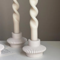 Estelle Studio - Ribbed Minimal Candlestick Holder in Cream