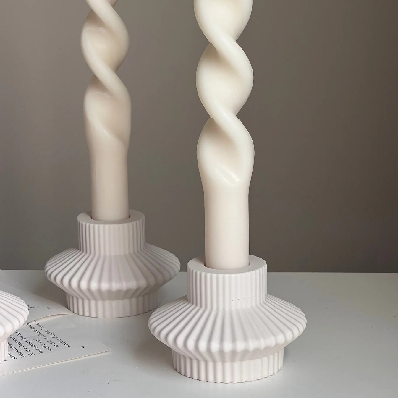 Estelle Studio - Ribbed Minimal Candlestick Holder in Cream