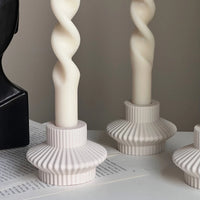 Estelle Studio - Ribbed Minimal Candlestick Holder in Cream