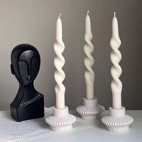 Estelle Studio - Ribbed Minimal Candlestick Holder in Cream