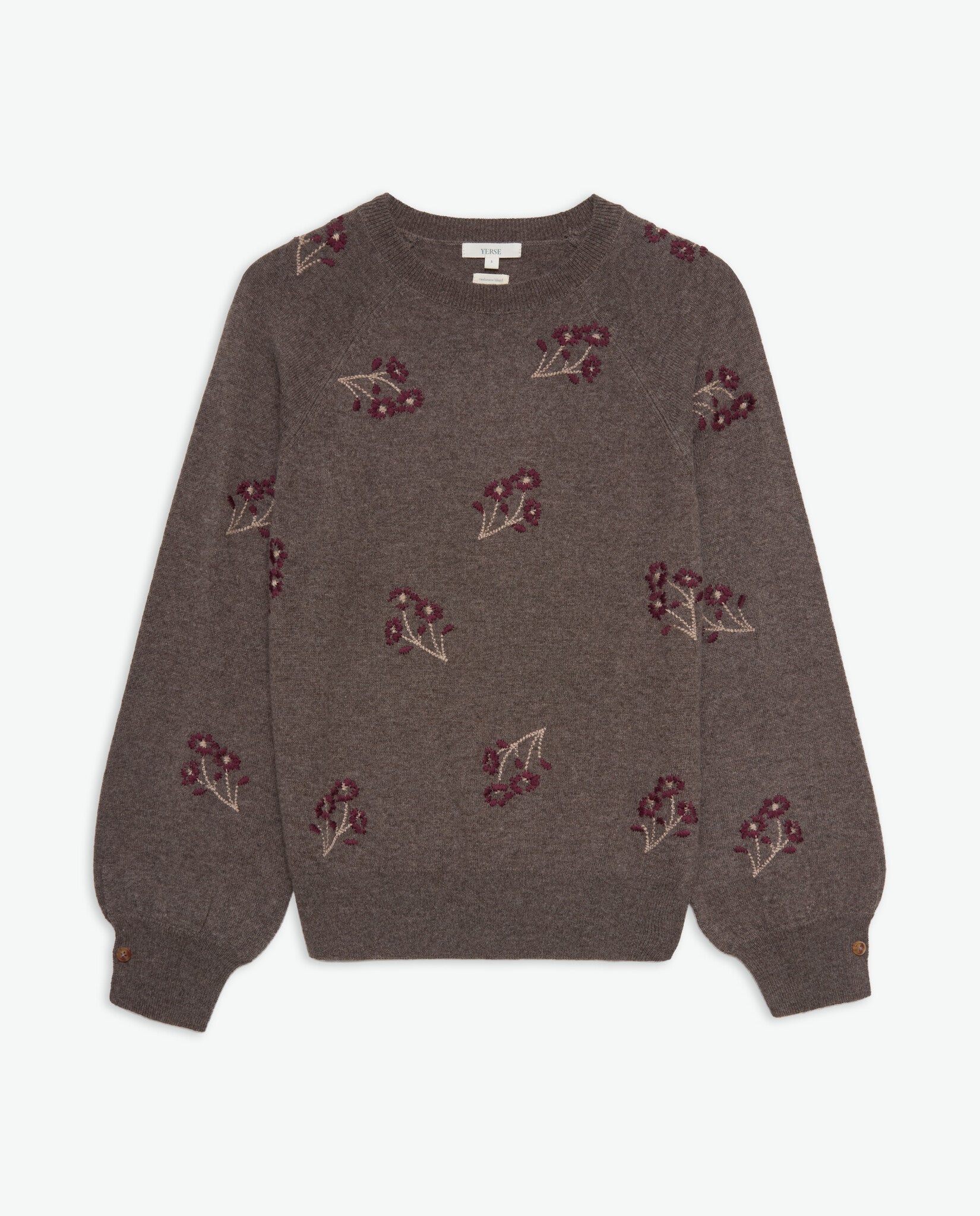 YERSE - Flower Embroidery Jumper in Fondo Piedra