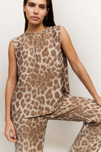 YAYA - Woven Printed Wide Leg Trousers in Milk Brown Desin