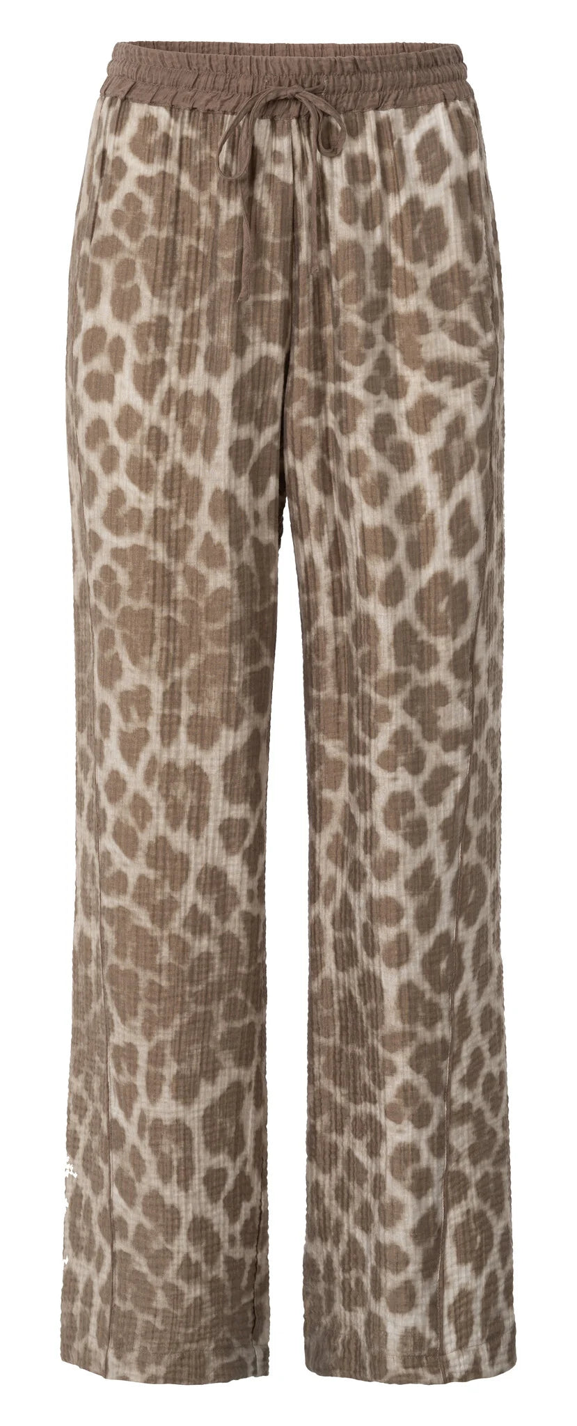 YAYA - Woven Printed Wide Leg Trousers in Milk Brown Desin