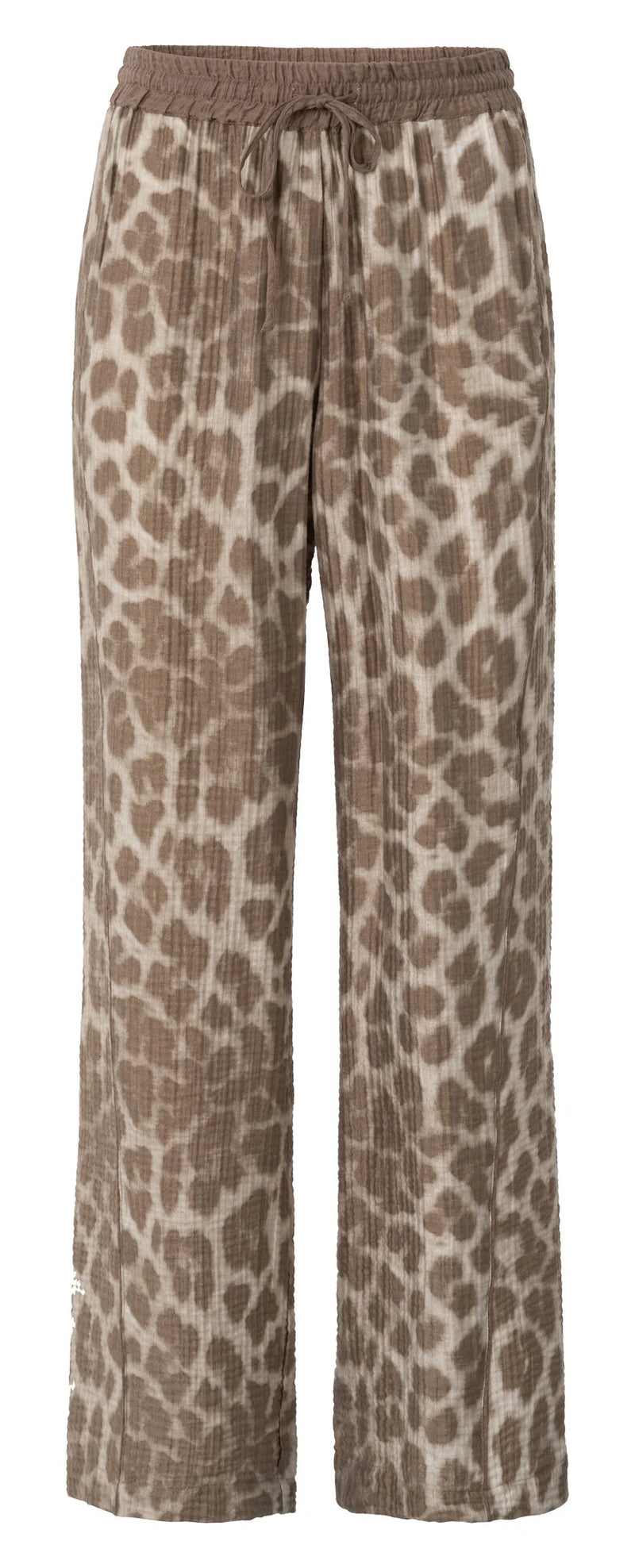 YAYA - Woven Printed Wide Leg Trousers in Milk Brown Desin