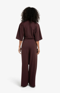 YAYA - Jersey Jumpsuit with Short Sleeves and Tie Belt