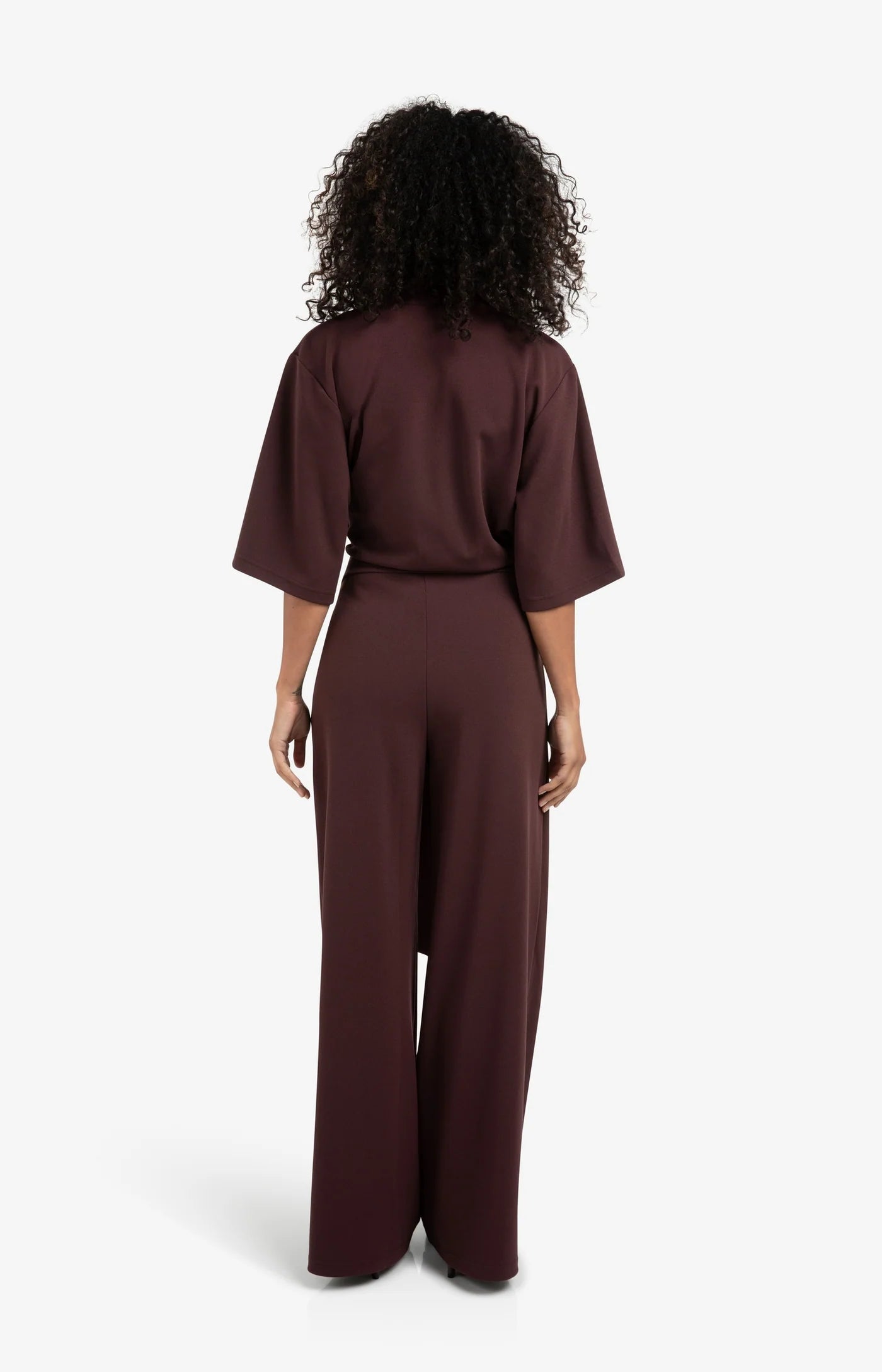 YAYA - Jersey Jumpsuit with Short Sleeves and Tie Belt