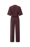 YAYA - Jersey Jumpsuit with Short Sleeves and Tie Belt