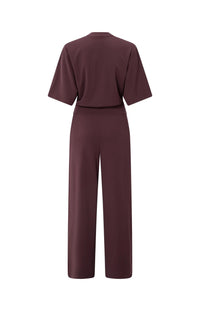 YAYA - Jersey Jumpsuit with Short Sleeves and Tie Belt