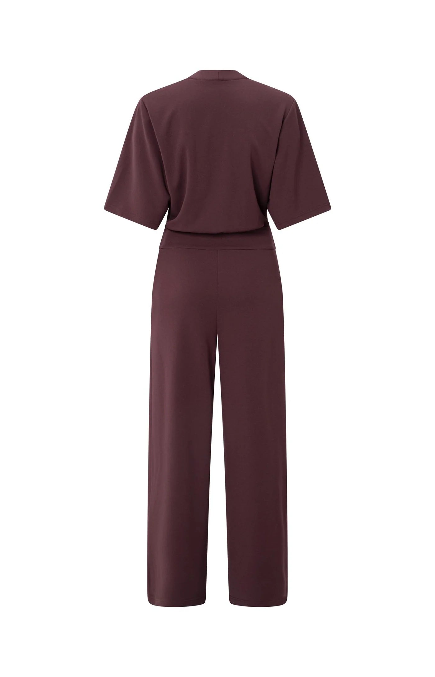 YAYA - Jersey Jumpsuit with Short Sleeves and Tie Belt