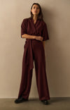 YAYA - Jersey Jumpsuit with Short Sleeves and Tie Belt