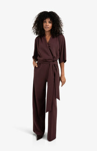 YAYA - Jersey Jumpsuit with Short Sleeves and Tie Belt