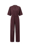 YAYA - Jersey Jumpsuit with Short Sleeves and Tie Belt