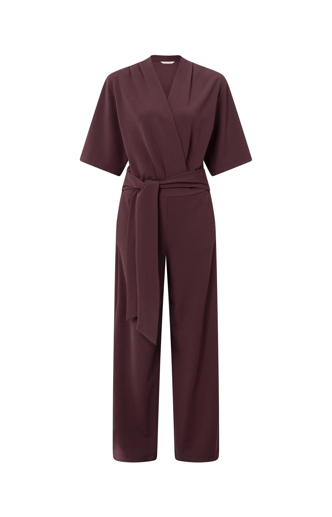 YAYA - Jersey Jumpsuit with Short Sleeves and Tie Belt