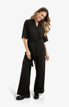 YAYA - Jersey Jumpsuit with Short Sleeves and Tie Belt