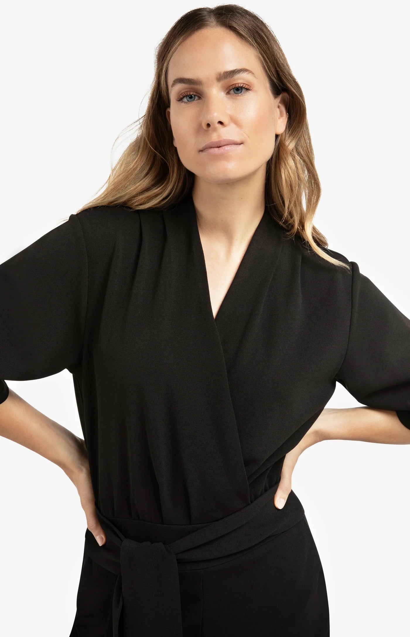 YAYA - Jersey Jumpsuit with Short Sleeves and Tie Belt