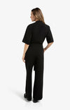 YAYA - Jersey Jumpsuit with Short Sleeves and Tie Belt