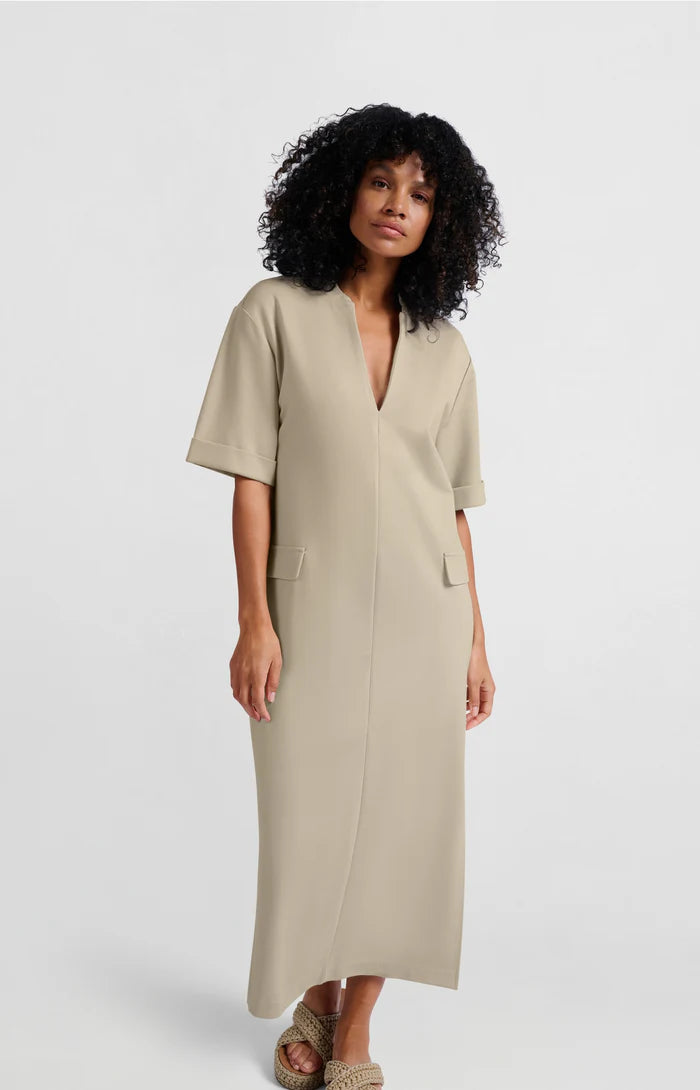 YAYA - Jersey Dress with Pocket Detail in Humus Beige – Bernstein & Gold