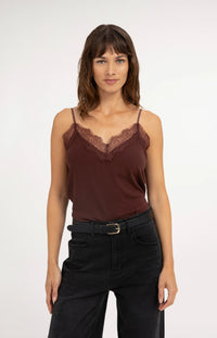 YAYA - Jersey Singlet with Lace Edge