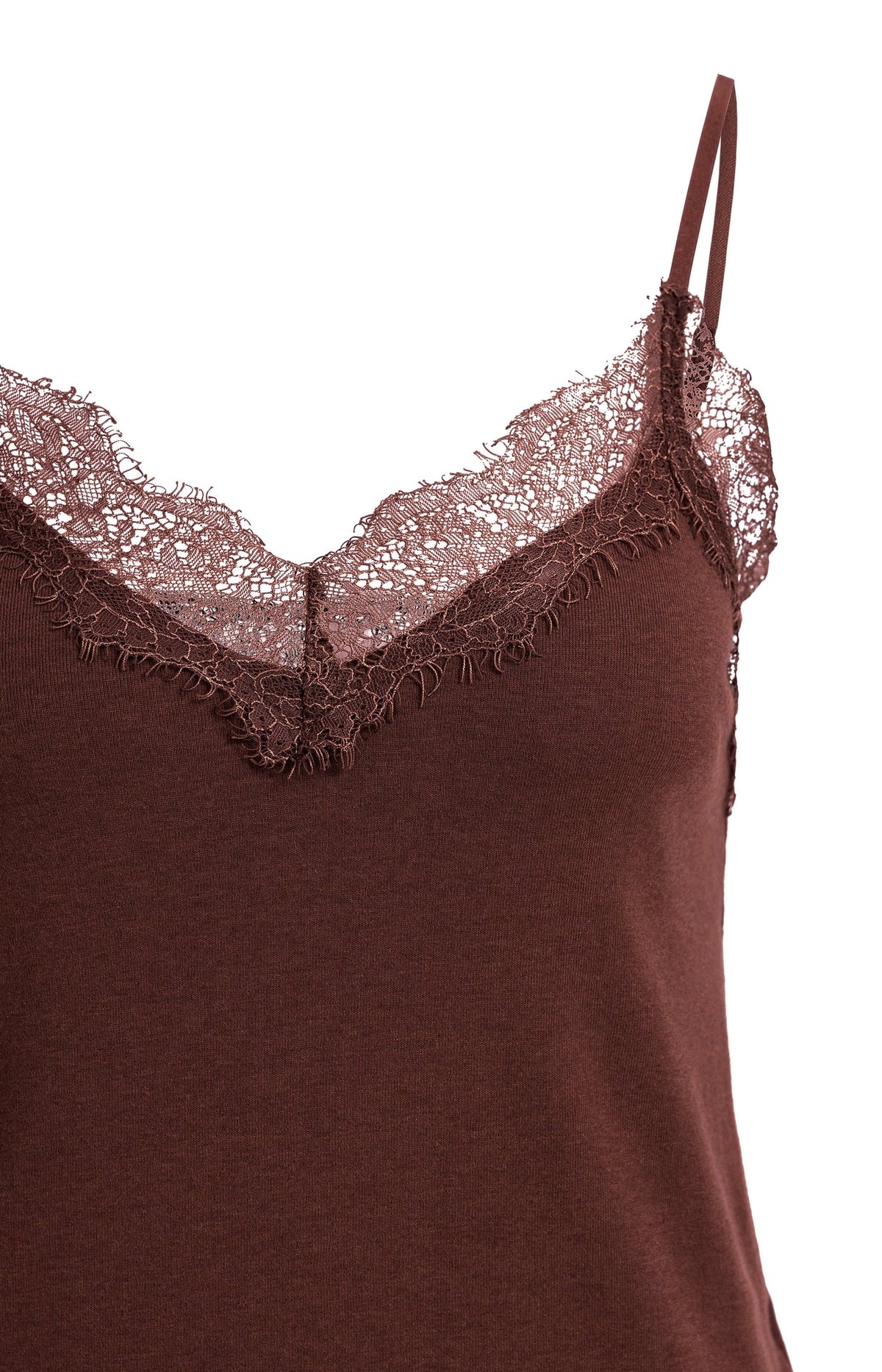 YAYA - Jersey Singlet with Lace Edge