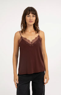 YAYA - Jersey Singlet with Lace Edge