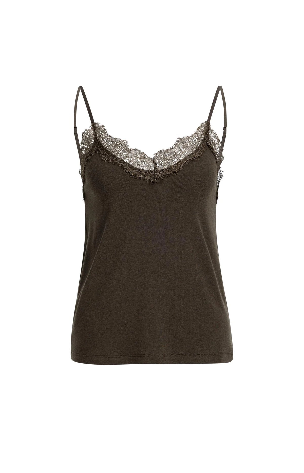YAYA - Jersey Singlet with Lace Edge