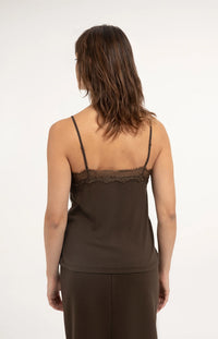 YAYA - Jersey Singlet with Lace Edge
