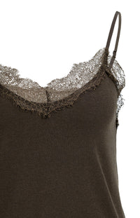 YAYA - Jersey Singlet with Lace Edge