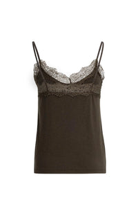 YAYA - Jersey Singlet with Lace Edge