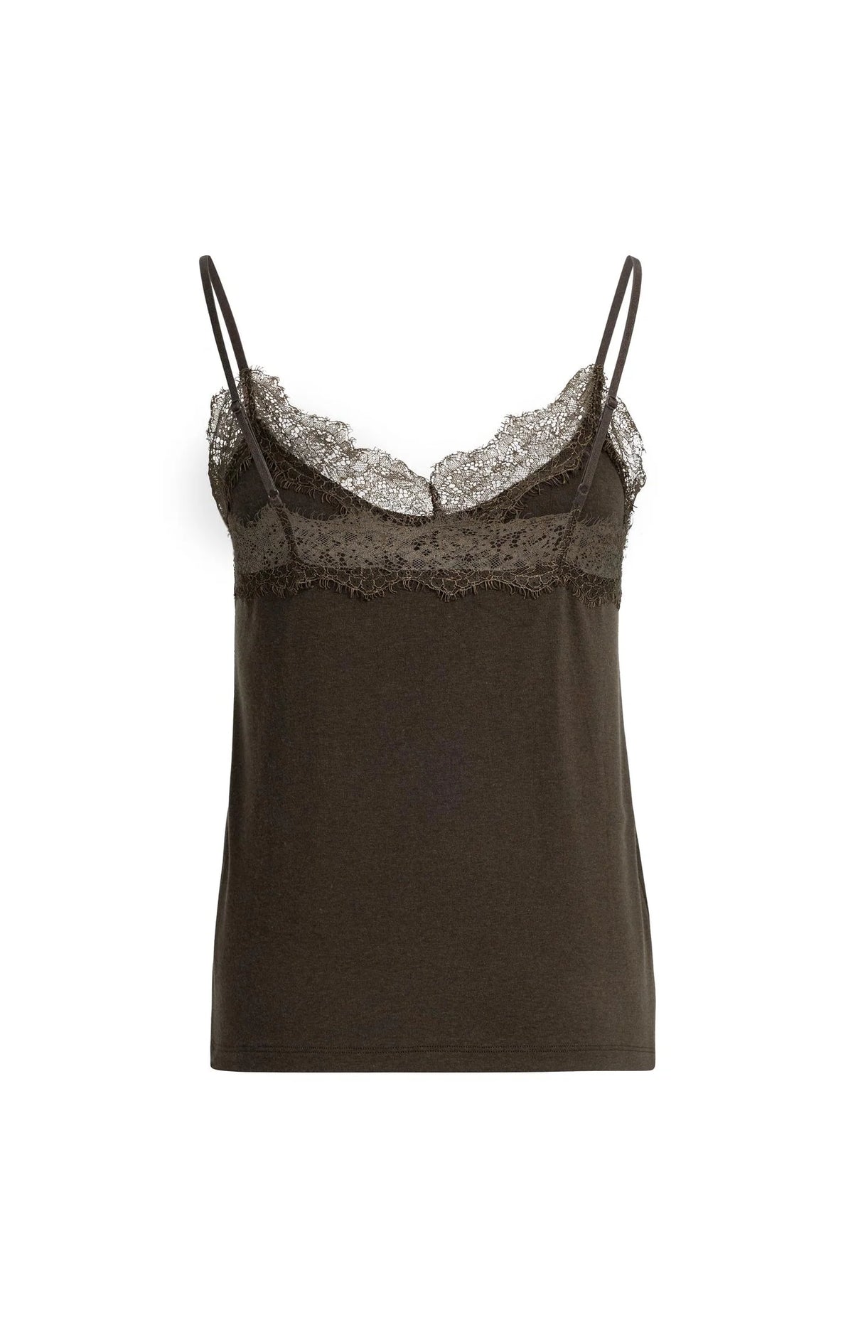 YAYA - Jersey Singlet with Lace Edge