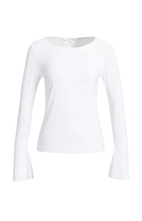 YAYA - Jersey Top with Flared Sleeves in Pure White