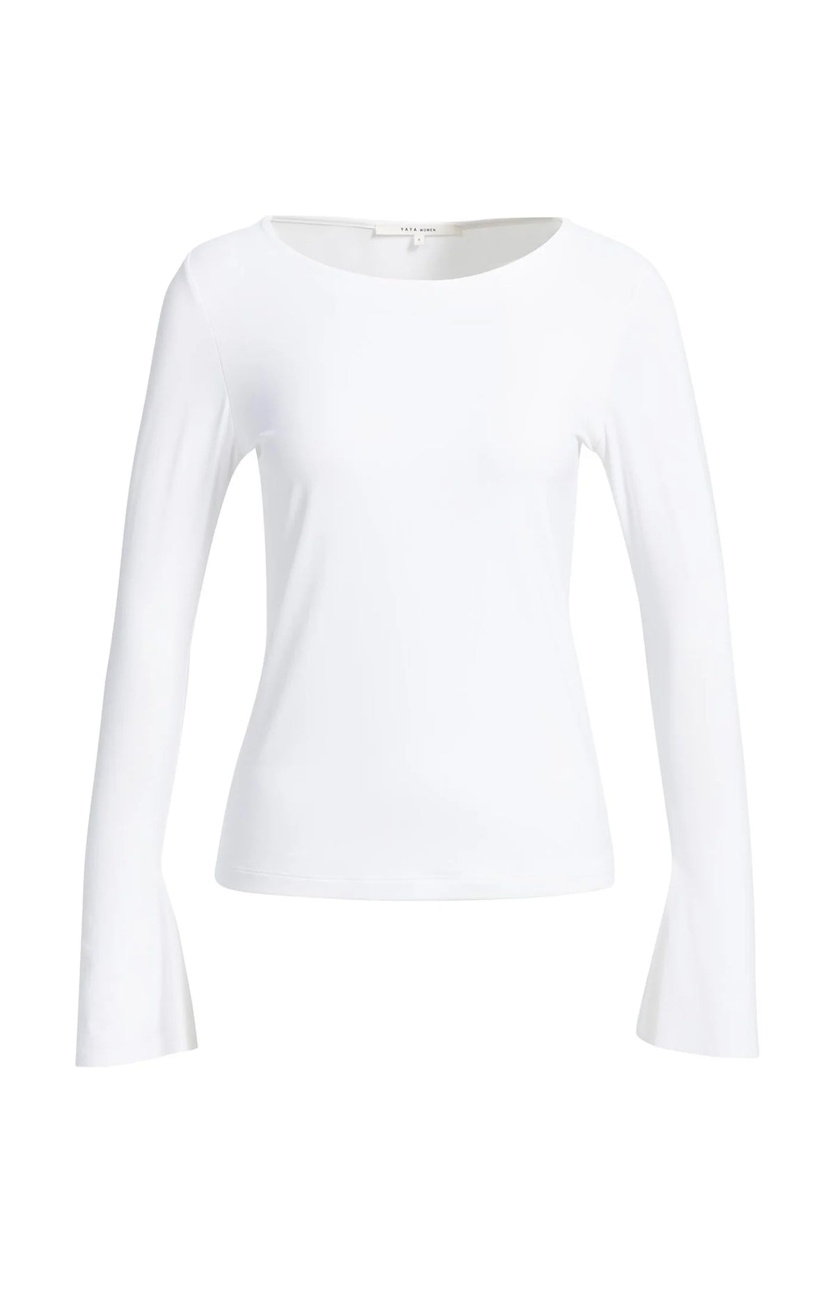YAYA - Jersey Top with Flared Sleeves in Pure White
