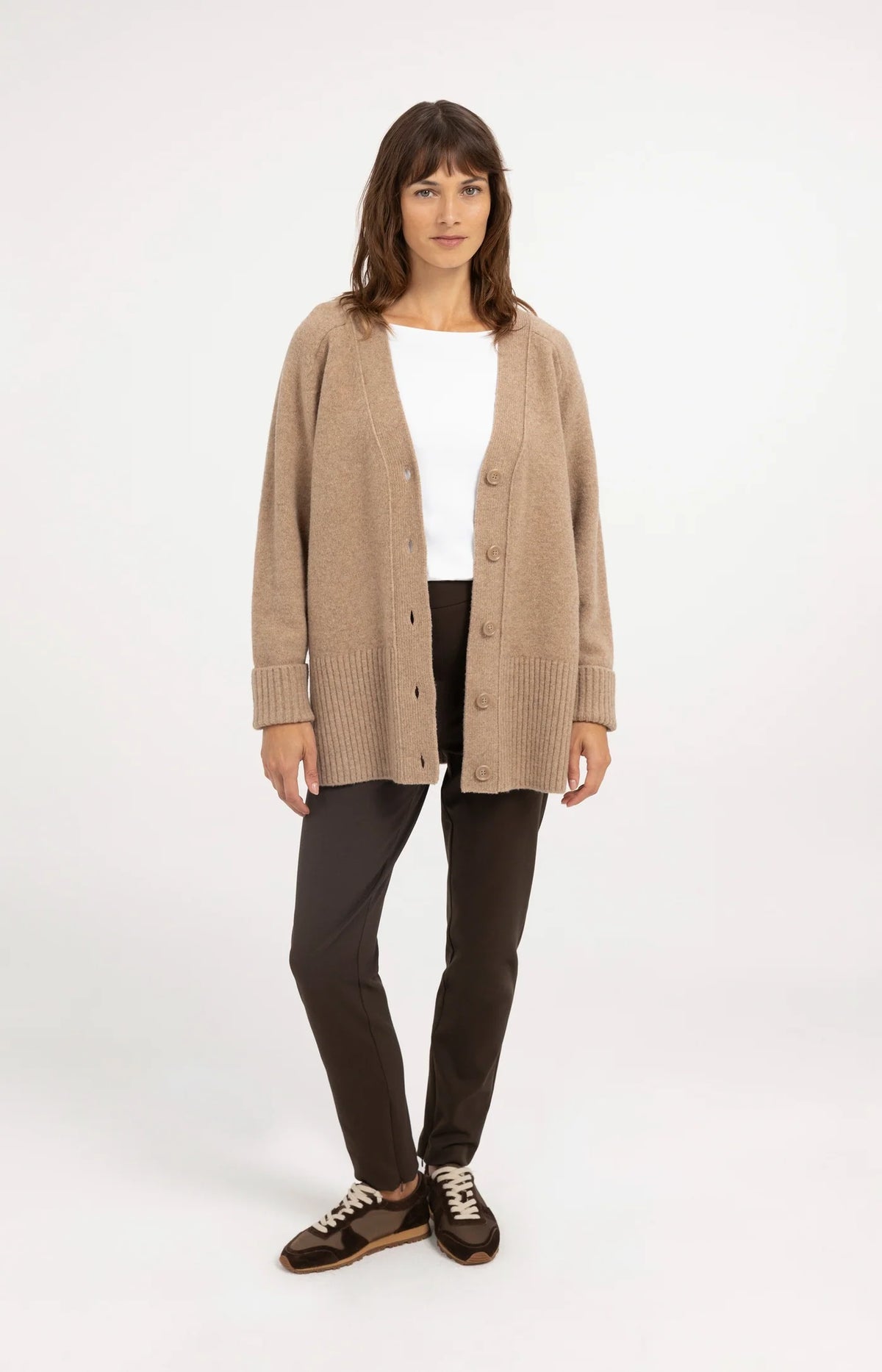 YAYA - Jersey Top with Flared Sleeves in Pure White