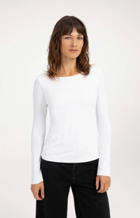 YAYA - Jersey Top with Flared Sleeves in Pure White