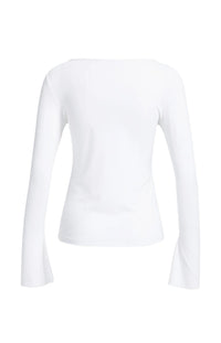 YAYA - Jersey Top with Flared Sleeves in Pure White