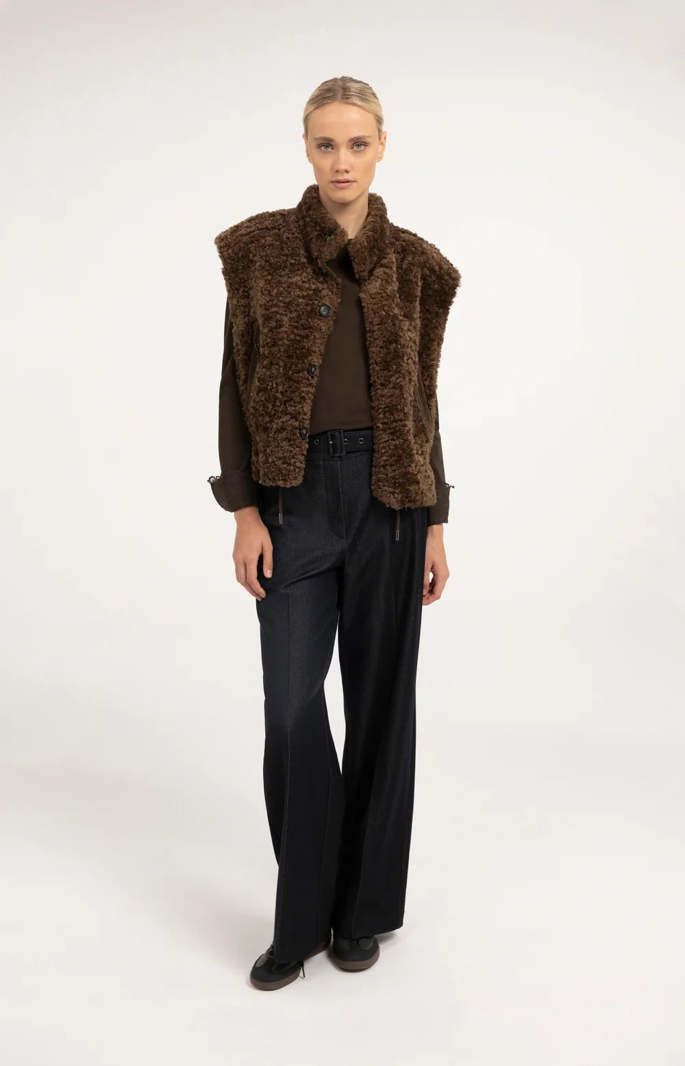 YAYA - Long Sleeve Top with Lace Cuff in Delicioso Brown