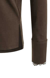 YAYA - Long Sleeve Top with Lace Cuff in Delicioso Brown