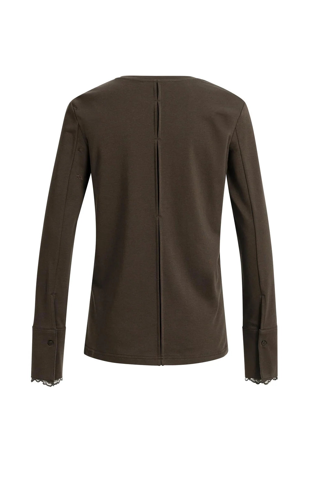 YAYA - Long Sleeve Top with Lace Cuff in Delicioso Brown