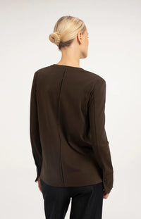 YAYA - Long Sleeve Top with Lace Cuff in Delicioso Brown