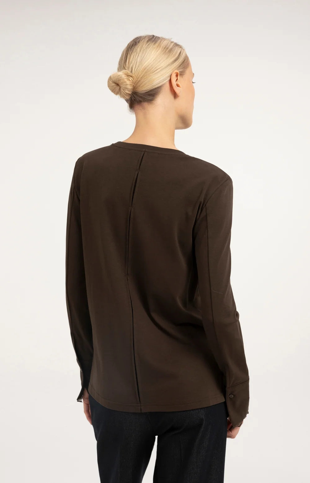 YAYA - Long Sleeve Top with Lace Cuff in Delicioso Brown