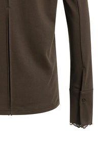 YAYA - Long Sleeve Top with Lace Cuff in Delicioso Brown