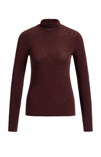 YAYA - Jersey Turtleneck in Bitter Chocolate