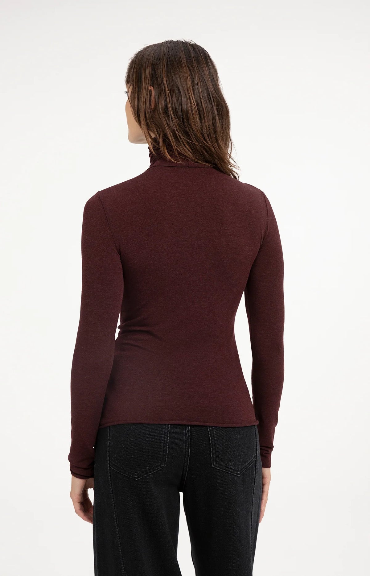 YAYA - Jersey Turtleneck in Bitter Chocolate